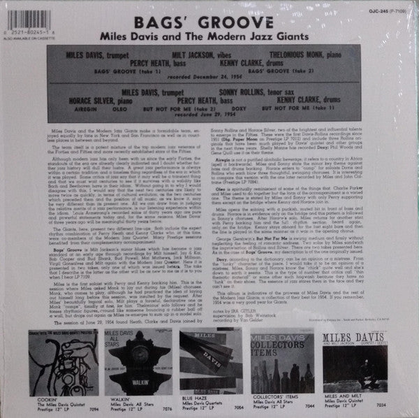 Release: Bags' Groove-Vinyl-US-1986-OJC-245, P-7109-512334