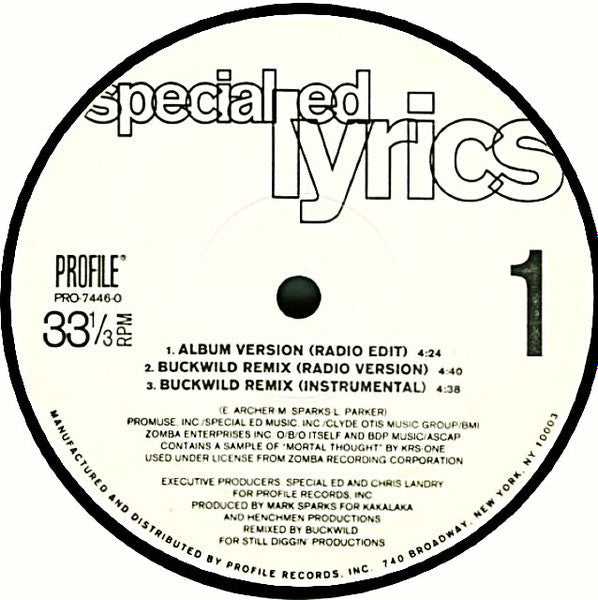 Master Release: Lyrics by Special Ed