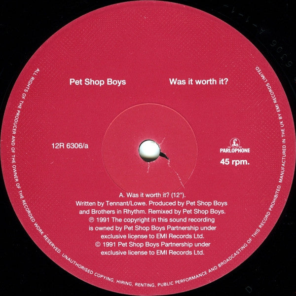 Release: Was It Worth It?-Vinyl-UK-1991-12R 6306, 20 4617 6-773008