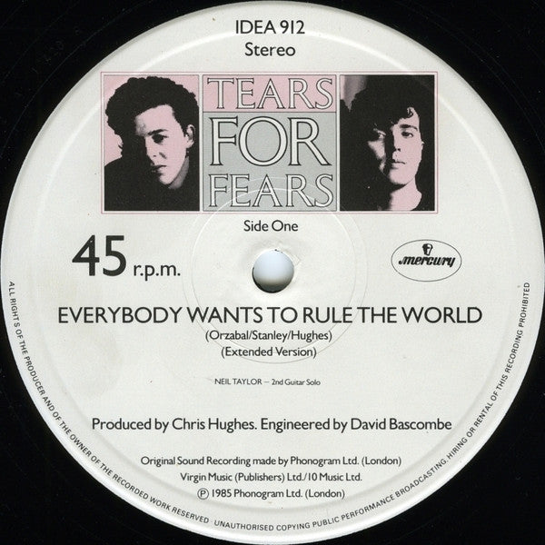 Release: Everybody Wants To Rule The World-Vinyl-UK-1985-IDEA 912-143498