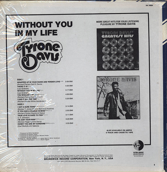 Master Release: Without You In My Life by Tyrone Davis