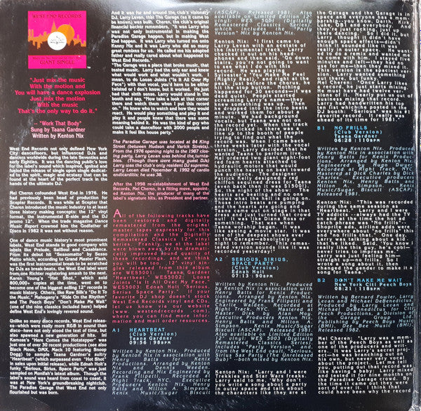 Release: Larry Levan’s Classic West End Records Remixes Made Famous At The Legendary Paradise Garage-Vinyl-US-1999-WES 2001-1-113112