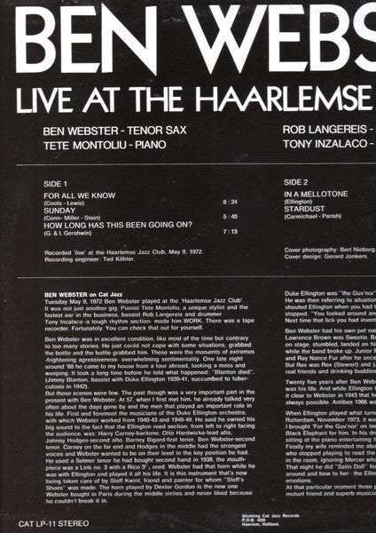 Release: Live At The Haarlemse Jazzclub-Vinyl-Netherlands-1972-CAT LP 11-790015