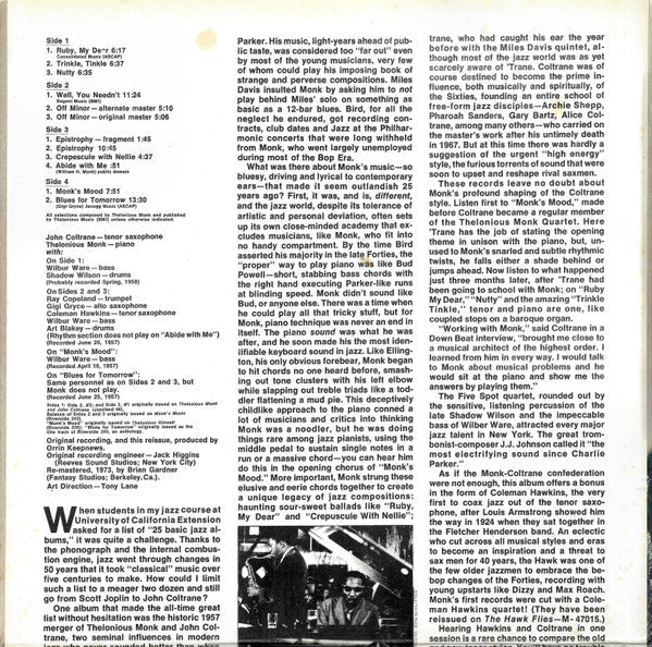 Release: Monk / Trane-Vinyl-US-1973-M-47011-872532