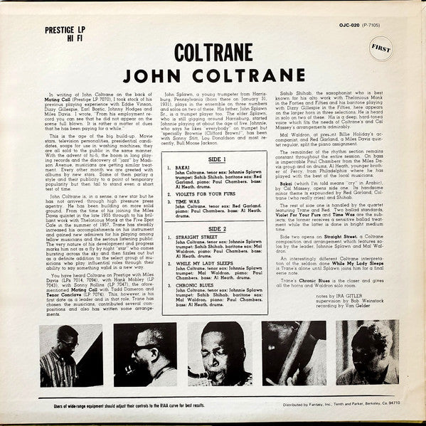 Release: Coltrane-Vinyl-US-1982-OJC-020, P-7105-780422
