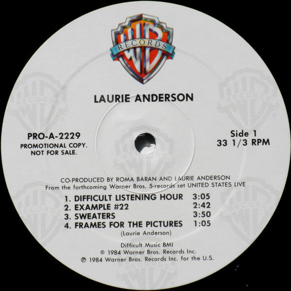 Master Release: United States Live by Laurie Anderson
