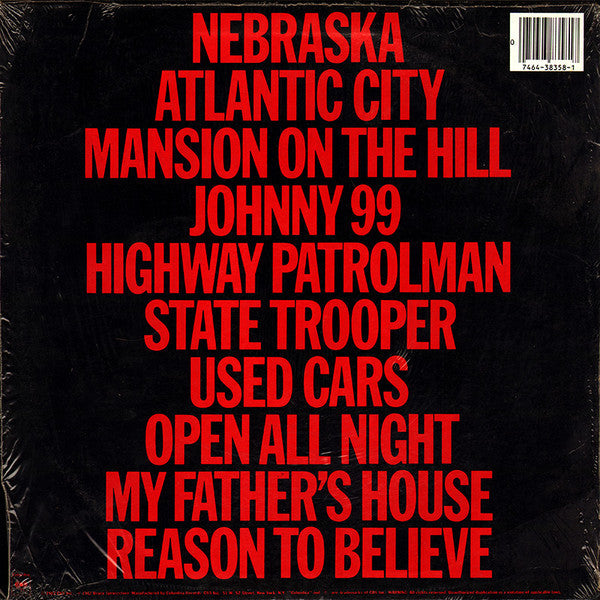 Release: Nebraska-Vinyl-US-1982-TC 38358-648676