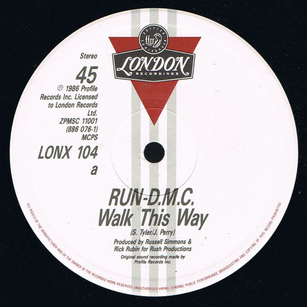 Release: Walk This Way-Vinyl-UK-1986-LONX 104, 886 076-1-164511