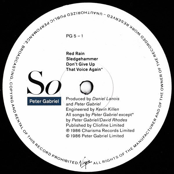 Release: So-Vinyl-UK-1986-PG 5, PG 5-379036