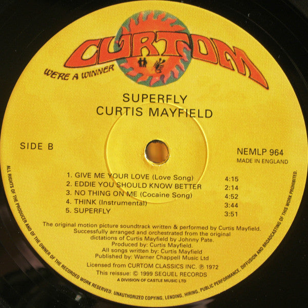 Release: Super Fly (The Original Motion Picture Soundtrack)-Vinyl-UK-1999-NEMLP 964, NEMLP 964-424001