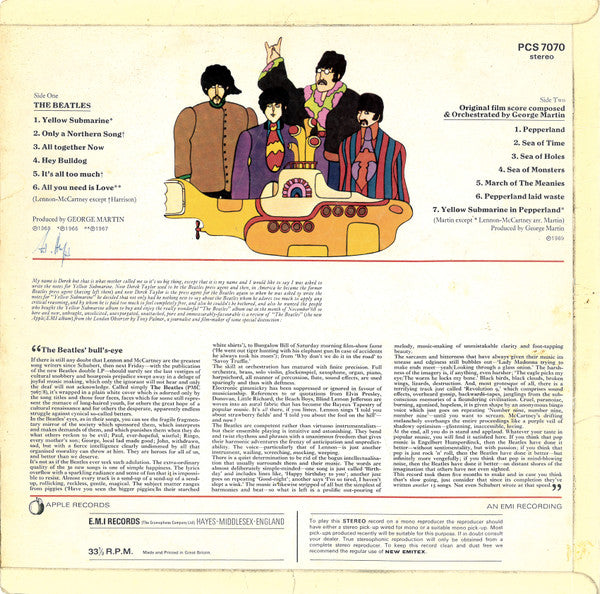 Release: Yellow Submarine-Vinyl-UK-1969-PCS 7070-651180