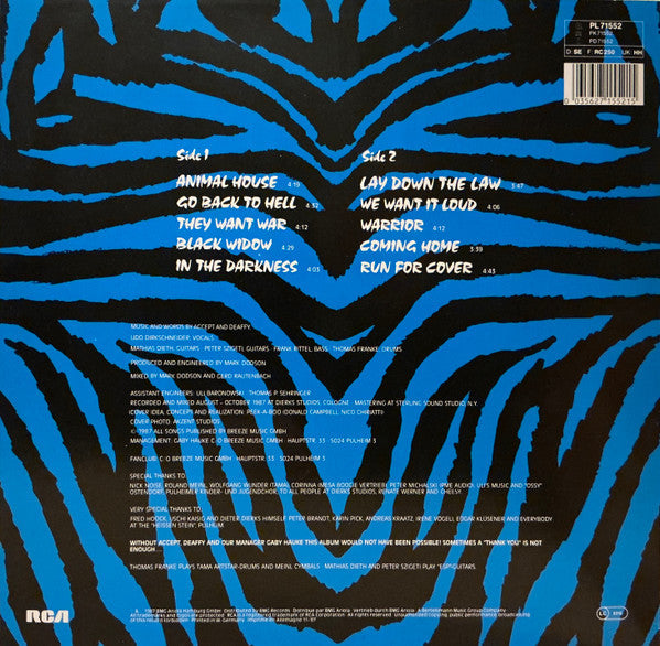 Release: Animal House-Vinyl-Europe-1987-PL 71 552, PL71552, 71552-8-722509