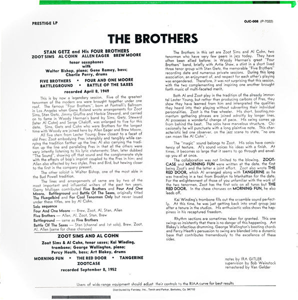 Master Release: The Brothers by Stan Getz