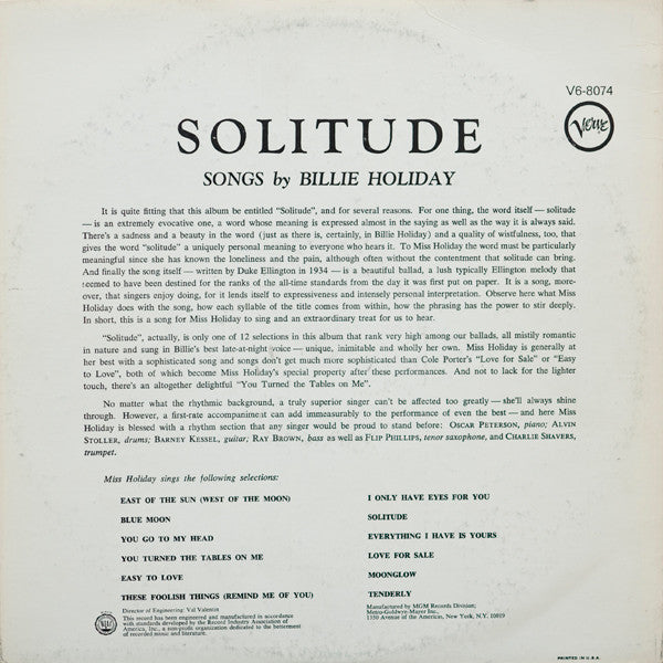 Release: Solitude-Vinyl-US-1973-V6-8074-661959