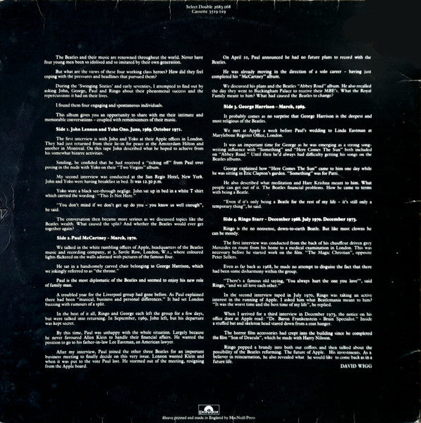 The Beatles Tapes From The David Wigg Interviews