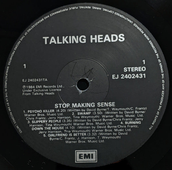 Release: Stop Making Sense-Vinyl-UK-1984-TAH 1, EJ 2402431-196937