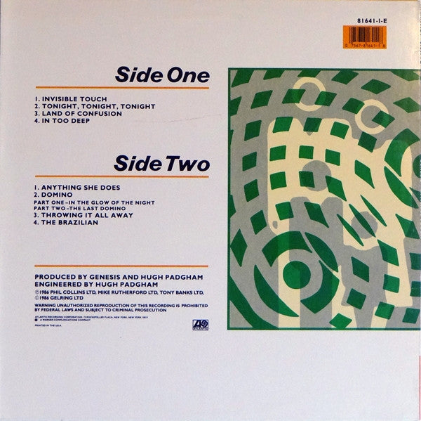 Release: Invisible Touch-Vinyl-US-1986-81641-1-E, 7 81641-1-E-583797