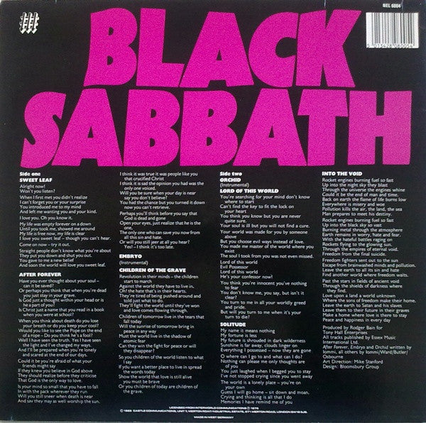 Release: Master Of Reality-Vinyl-UK-1985-NEL 6004, NEL 6004-5-769780