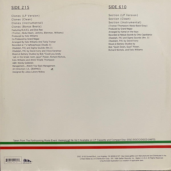 Release: Clones & Section-Vinyl-US-1996-DGC12-22216-245553