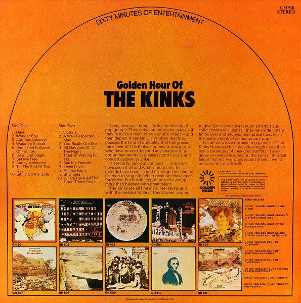 Release: Golden Hour Of The Kinks-Vinyl-UK-1977-GH 501-457294