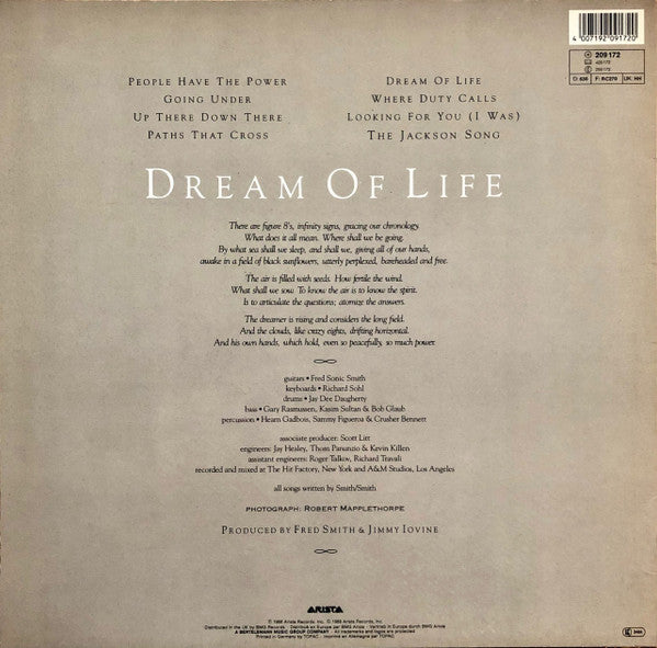Release: Dream Of Life-Vinyl-UK & Europe-1988-209 172-729193