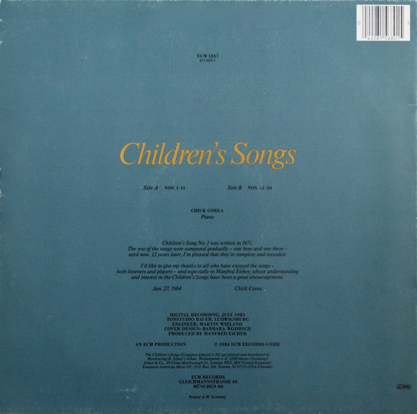 Release: Children's Songs-Vinyl-Germany-1984-ECM 1267, 815 680-1-687718