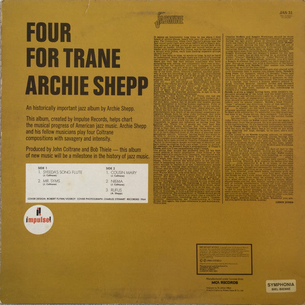 Release: Four For Trane-Vinyl-UK-1982-JAS 31-594451