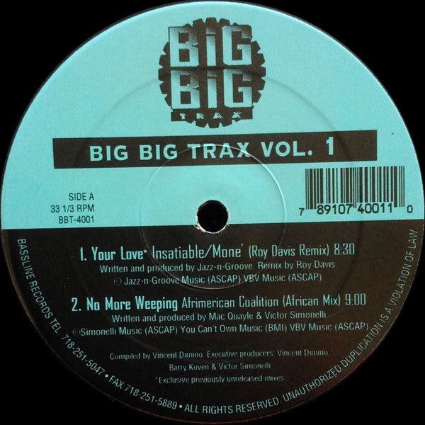 Release: Big Big Trax Vol. 1-Vinyl-US-1996-BBT-4001-405538