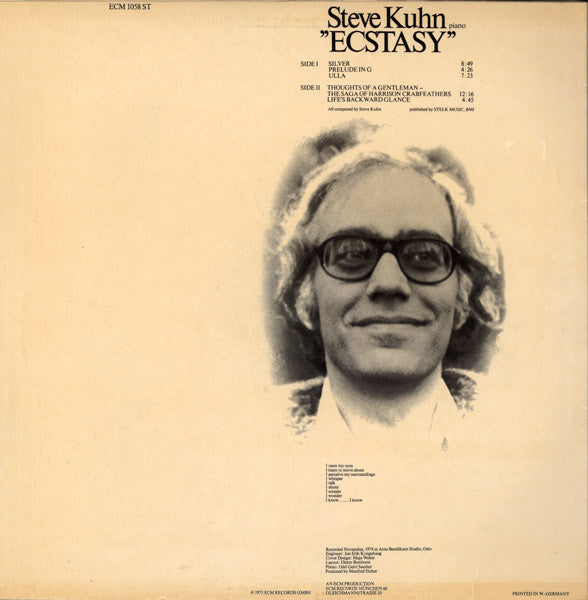 Release: Ecstasy-Vinyl-Germany-1975-ECM 1058 ST-974772