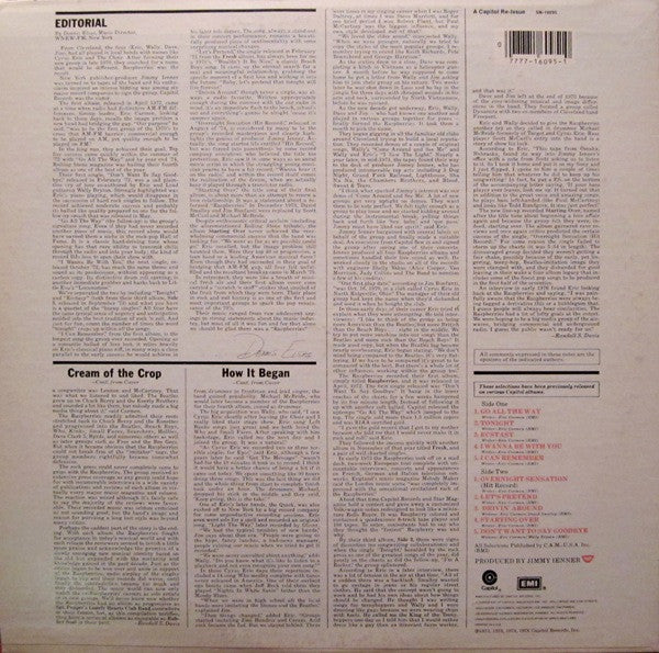 Release: Raspberries' Best - Featuring Eric Carmen-Vinyl-US-1979-SN-16095-841626