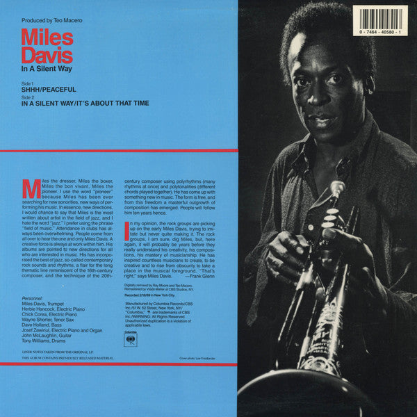 Release: In A Silent Way-Vinyl-US-1987-CJ 40580-761402