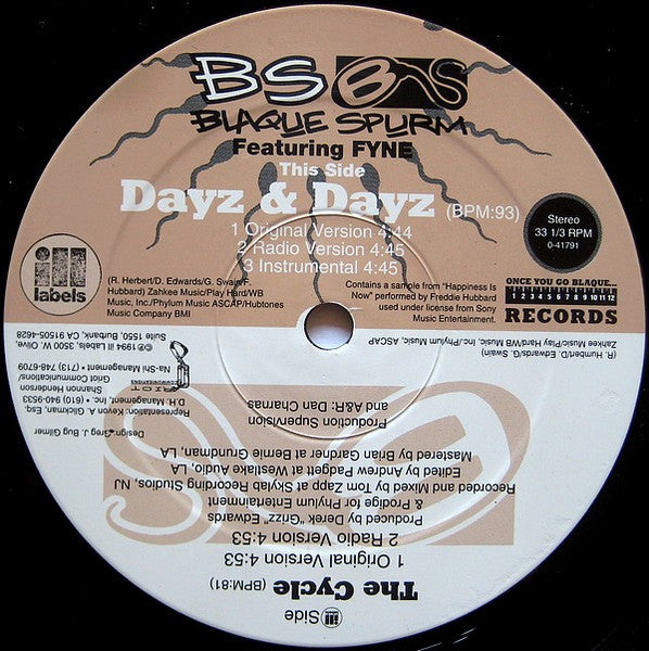 Release: Dayz & Dayz / The Cycle-Vinyl-US-1994-0-41791-550622