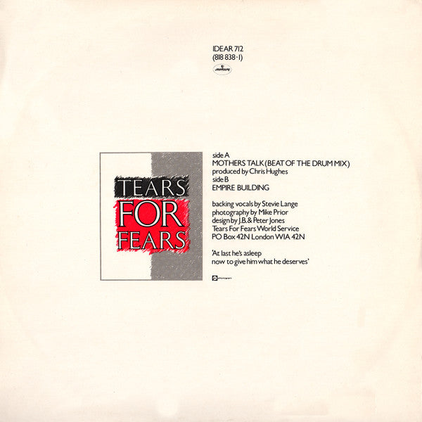 Release: Mothers Talk-Vinyl-UK-1984-IDEAR 712, 818 838-1-304874