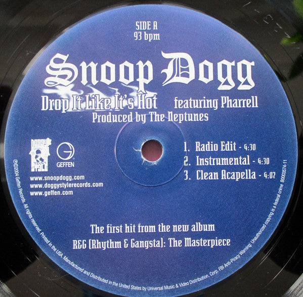 Release: Drop It Like It's Hot-Vinyl-US-2004-B0003574-11, B0003574-11-342333