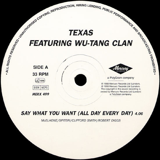 Master Release: Say What You Want (All Day, Every Day) / Insane by Texas