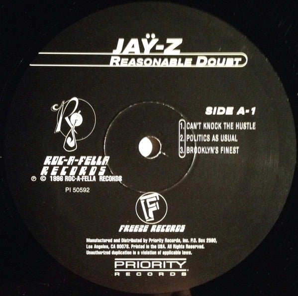 Release: Reasonable Doubt-Vinyl-US-1996-P1 50592, P1 50592, P1 50592-227021
