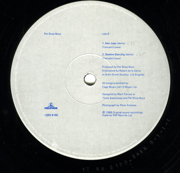 Release: Domino Dancing-Vinyl-UK-1988-12RX 6190-111891