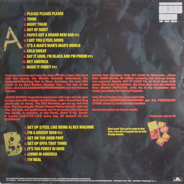 Release: Sex Machine: The Very Best Of James Brown-Vinyl-UK & Europe-1991-845 828-1-681339