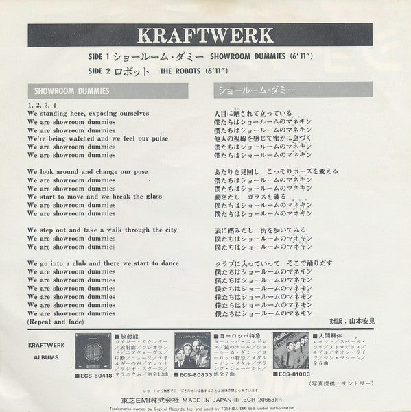 Master Release: Showroom Dummies by Kraftwerk