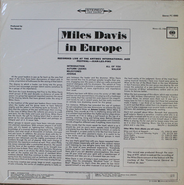 Master Release: Miles Davis In Europe by Miles Davis