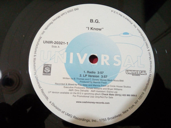 Release: I Know-Vinyl-US-2000-UNIR 20321-1, UNIR 20321-1-921675