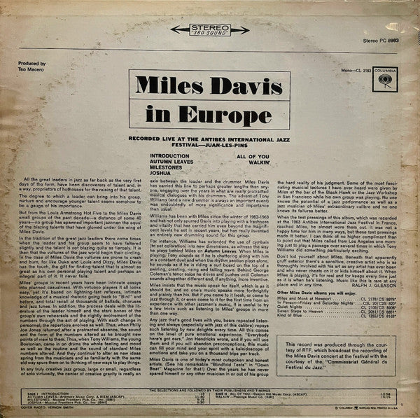 Miles Davis In Europe