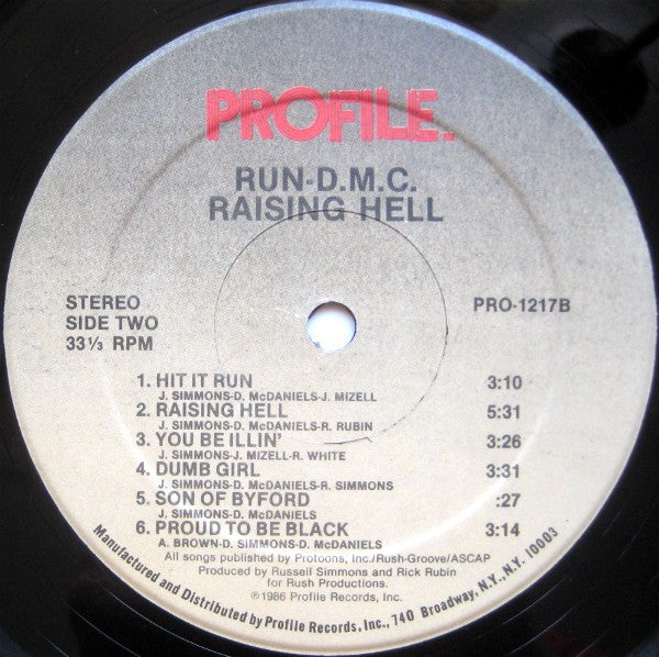 Release: Raising Hell-Vinyl-US-1986-PRO-1217-230209