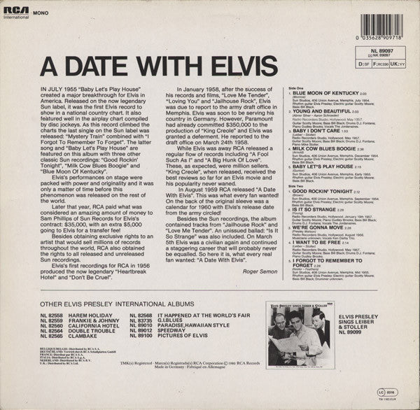 Master Release: A Date With Elvis by Elvis Presley