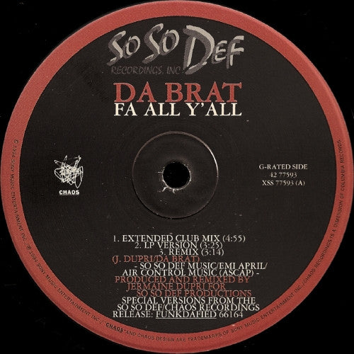 Master Release: Fa All Y'All by Da Brat