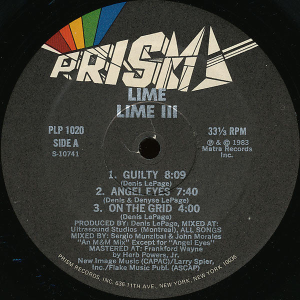 Release: Lime 3-Vinyl-US-1983-PLP 1020, PLP-1020-369810