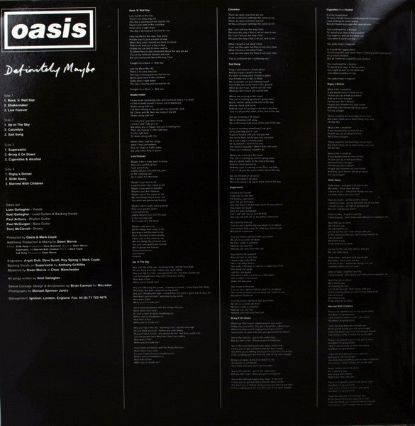 Release: Definitely Maybe-Vinyl-UK-1994-CRE LP 169-517224