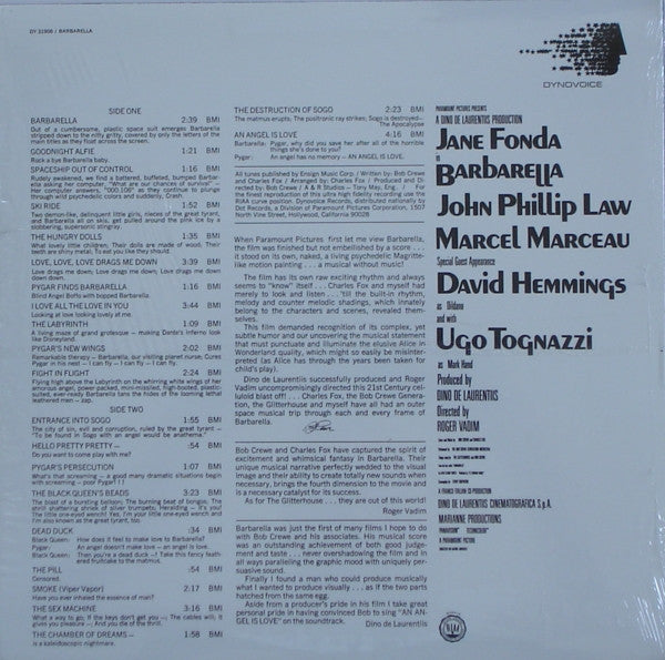 Release: Barbarella (Motion Picture Soundtrack)-Vinyl-US-None-DY 31908-811573