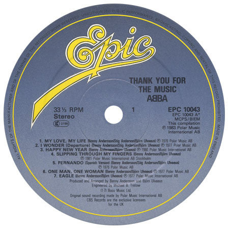 Release: Thank You For The Music-Vinyl-UK-1983-EPC 10043-593654