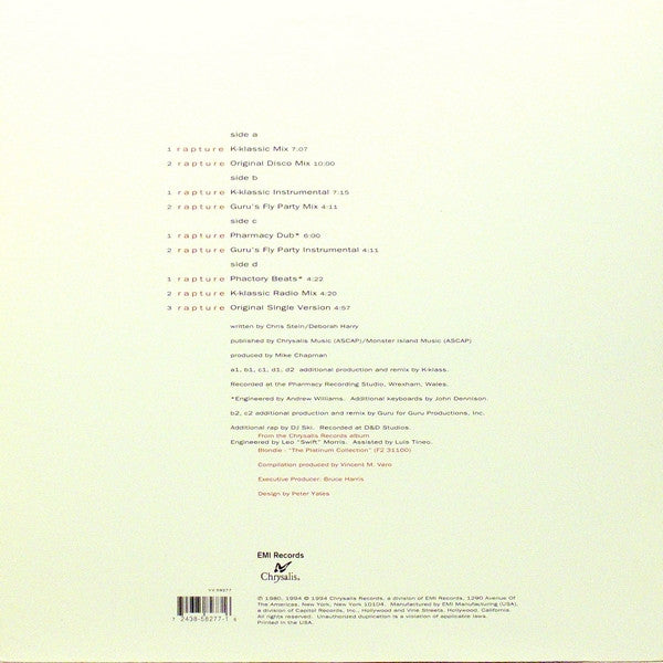 Release: Rapture-Vinyl-US-1994-VV 58277, VV 58277-464296